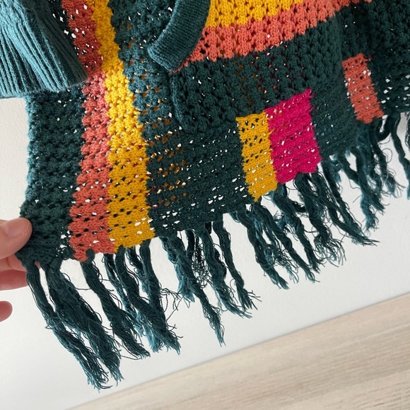 Torrid | Open Stitch Colorful Striped Knit Sweater with Fringe - Picture 6 of 10